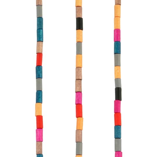 Buy in Bulk 12 Pack: Multicolored Wood Tube Beads, by Bead